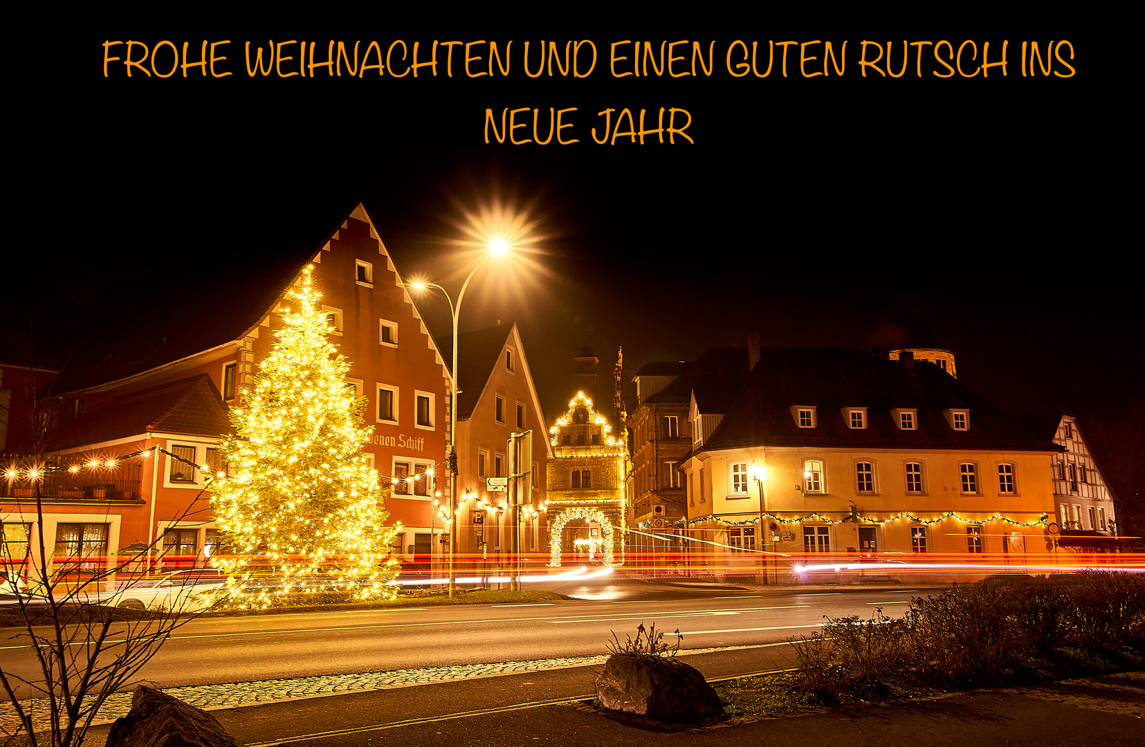 Marktbreit mit Weihnachtsbeleuchtung