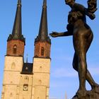 Marktkirche Halle/S mit Brunnenfigur