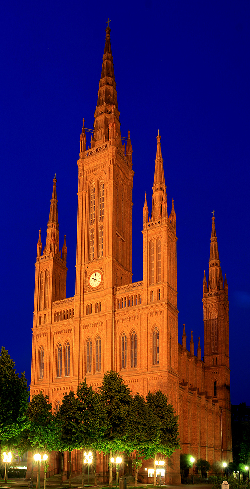 Marktkirche in Wiesbaden bei Nacht