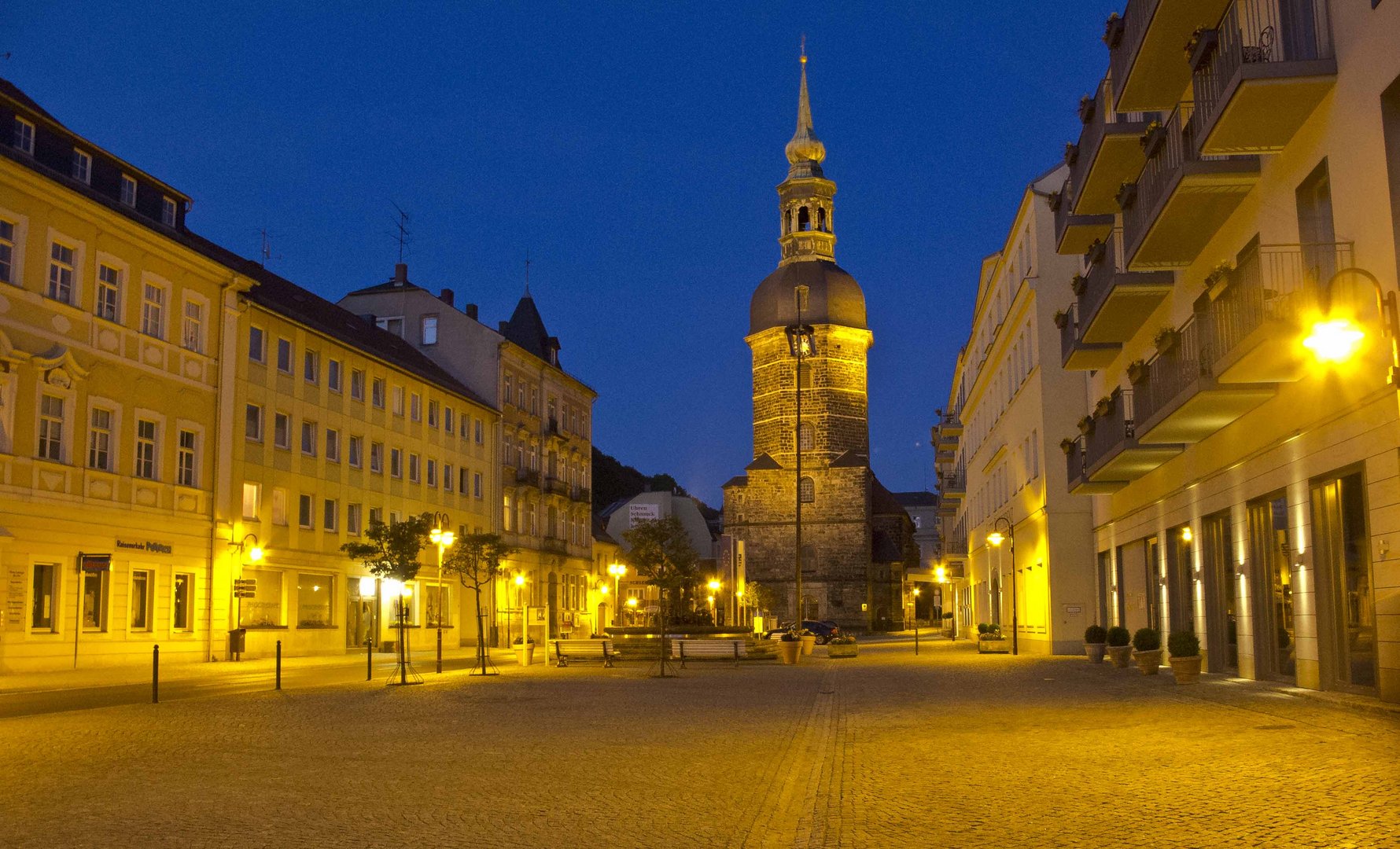 Marktplatz Bad Schandau am Abend