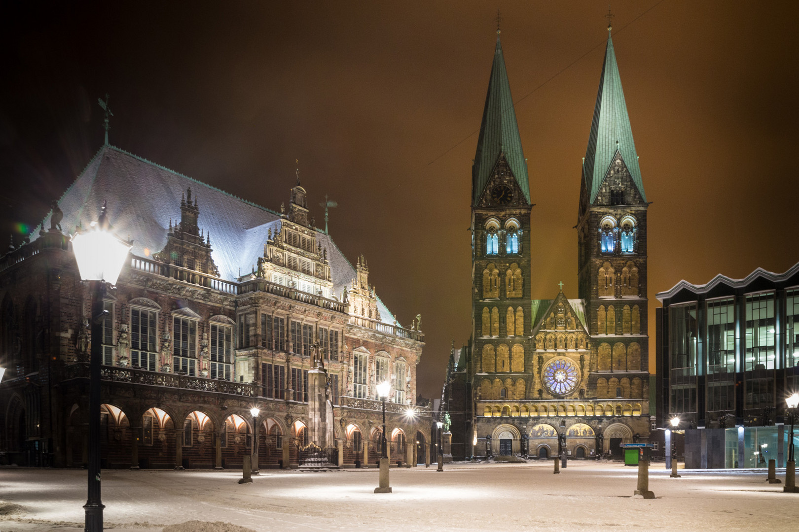 Marktplatz Bremen im Winter