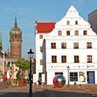 Marktplatz in Wittenberg, Blick zum Schloss mit Schlosskirche