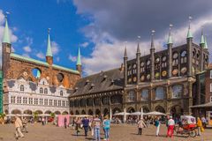 Marktplatz und Rathaus in Lübeck