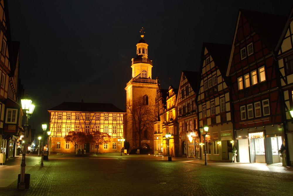 Marktplatz von Rinteln bei Nacht