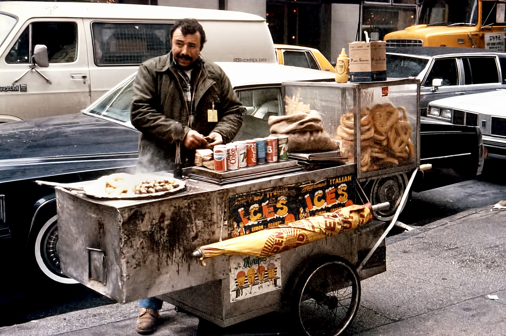 Maronenverkäufer am Broadway 1980