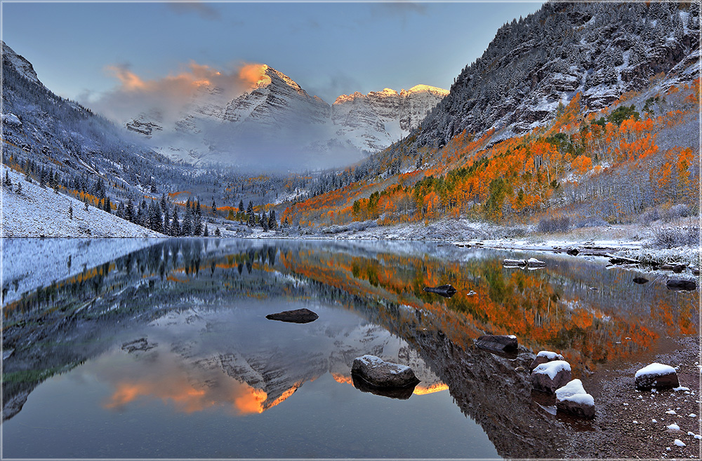 Maroon Bells im Schnee