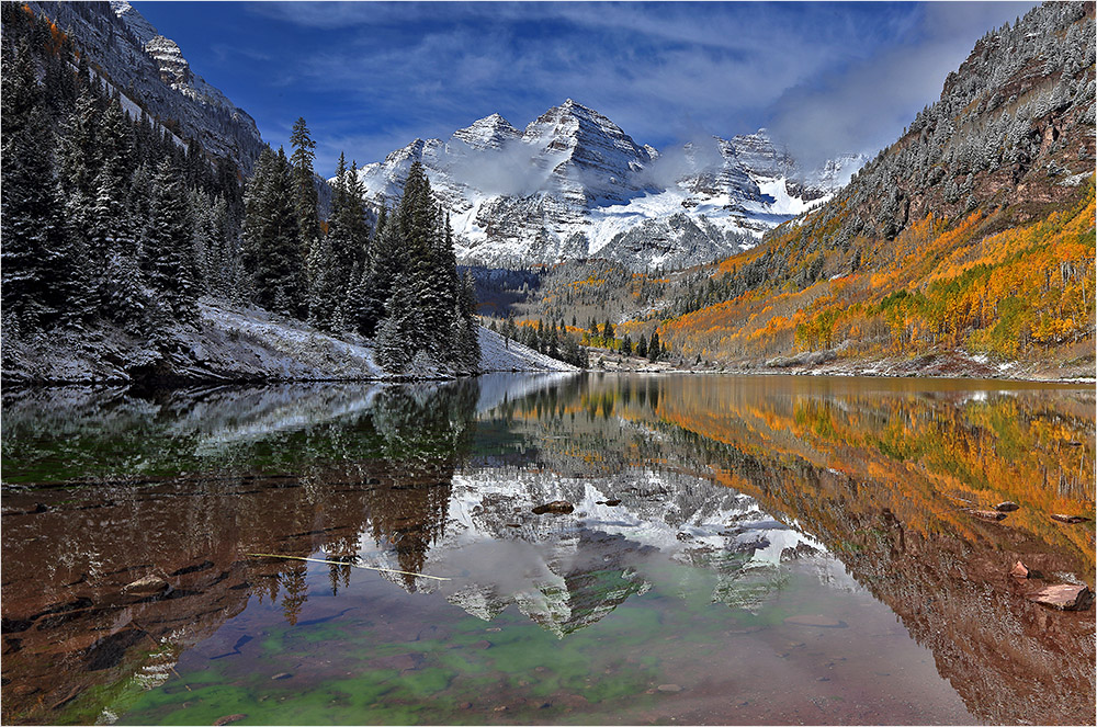 Maroon Bells im Sonnenschein