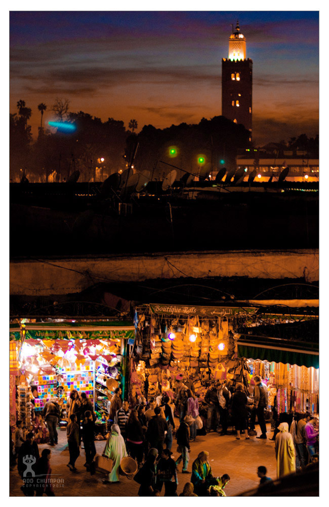 Marrakech - Evening`s sky of Jamaa El Fna-Place