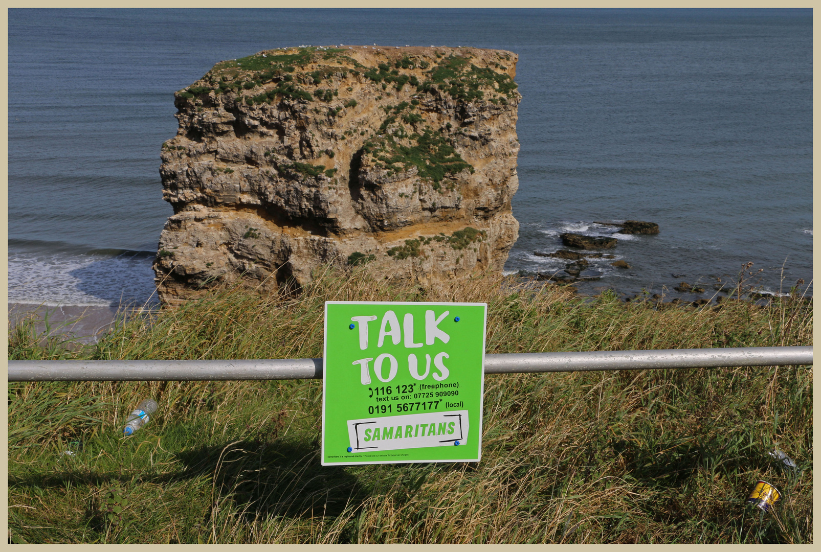 Marsden Rock and sign South Shields