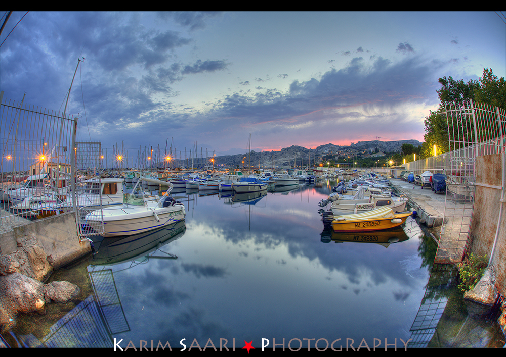 Marseille, Coucher de soleil sur le port de l'Estaque