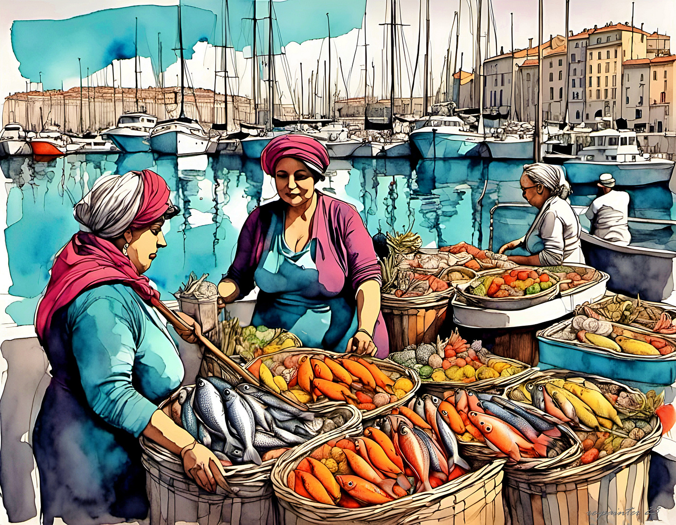 MARSEILLE - Les vendeuses de poissons