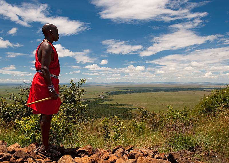 Masai Warrior overlooking the Mara