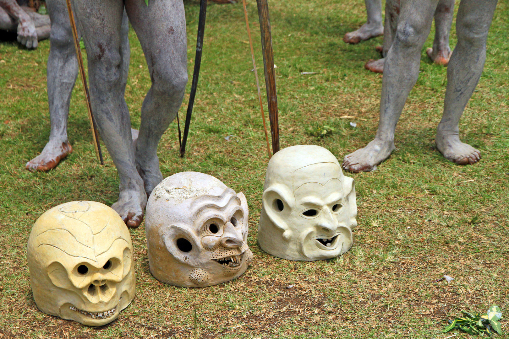 Masken der Asaro Mudmen, Papua Neuguinea