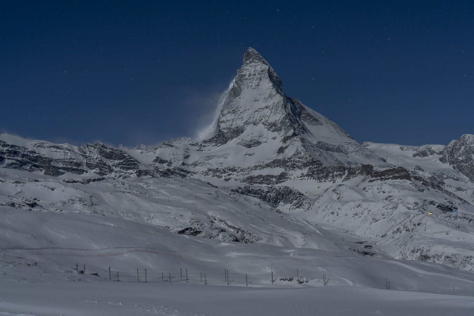 Matterhorn im Januar bei Vollmond