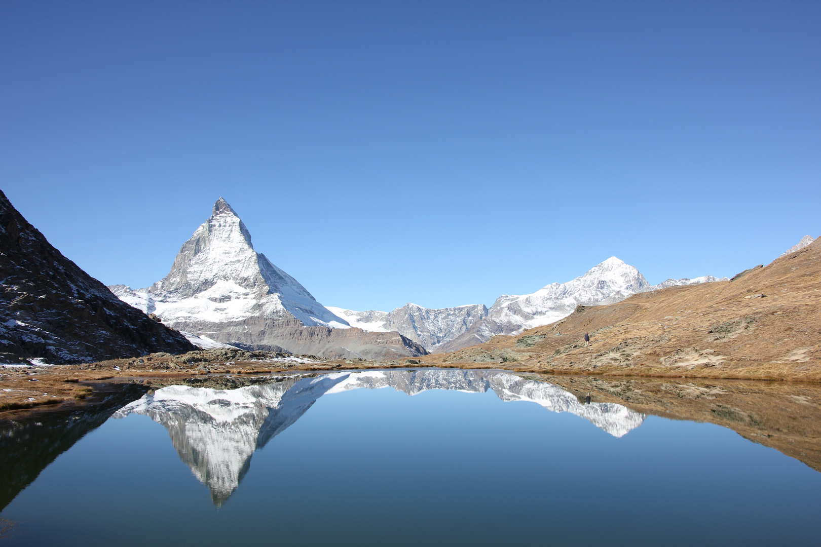 Matterhorn, Riffelsee. Gornergratbahn Station Rotenboden