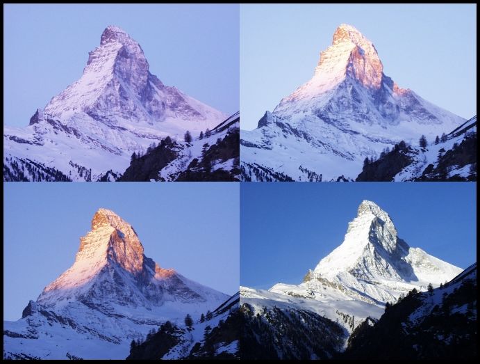 Matterhorn um 6:56, 7:03, 7:04, 7:44