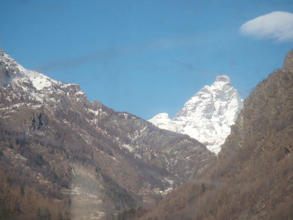 Matterhorn von der Seilbahn nach Chamois aus gesehen