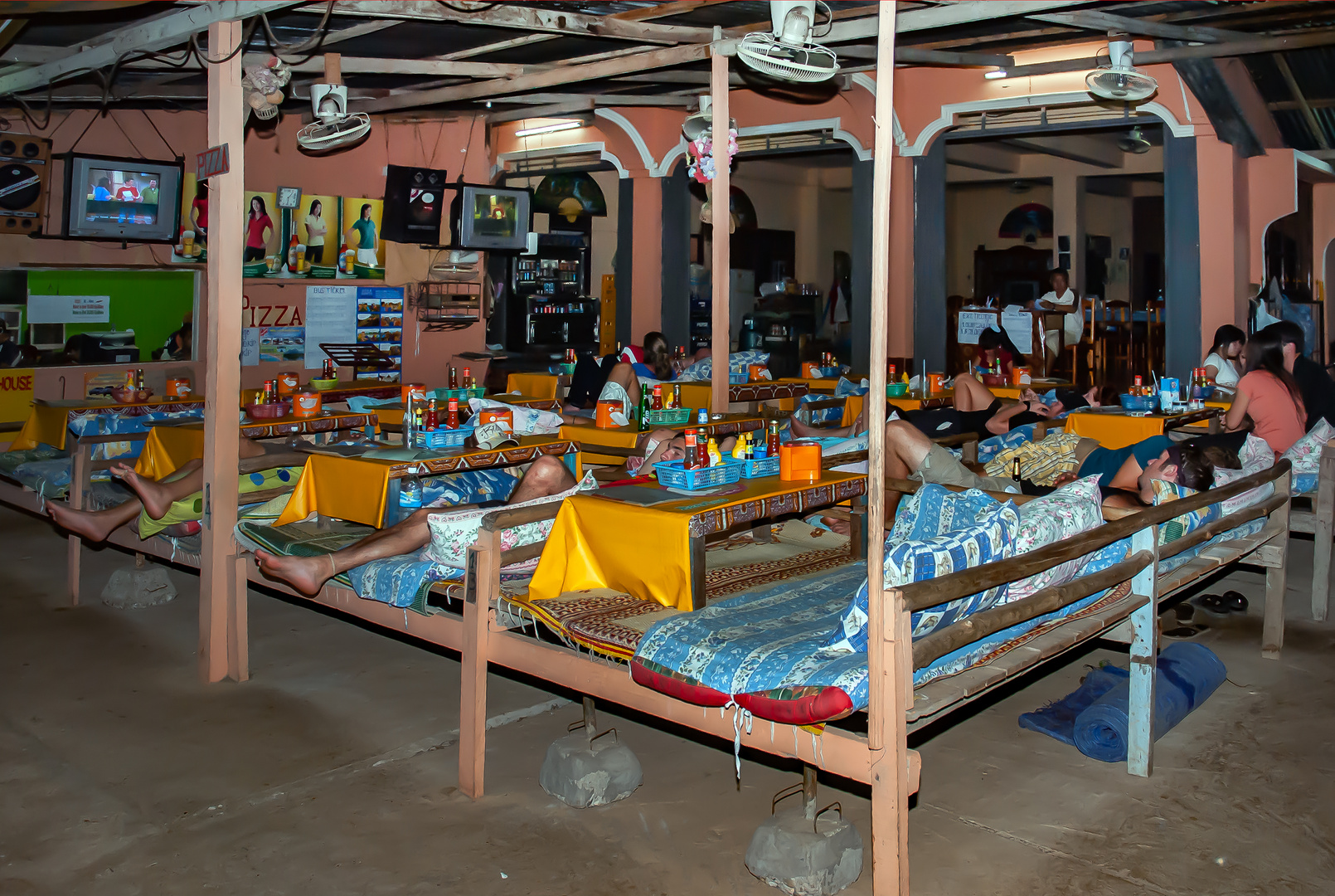 Mattresses restaurant in Vang Vieng