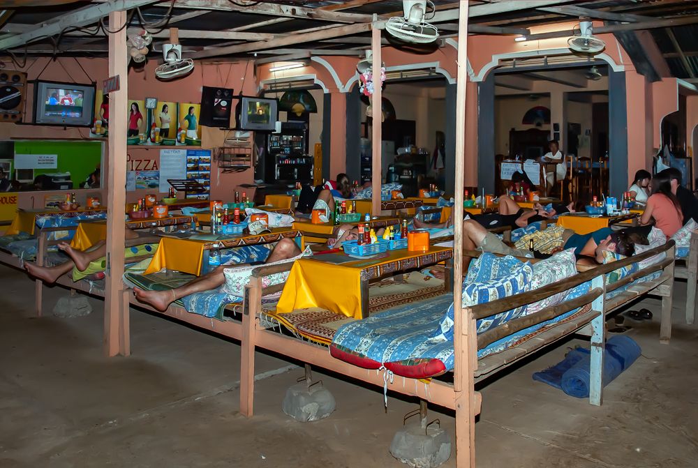 Mattresses restaurant in Vang Vieng