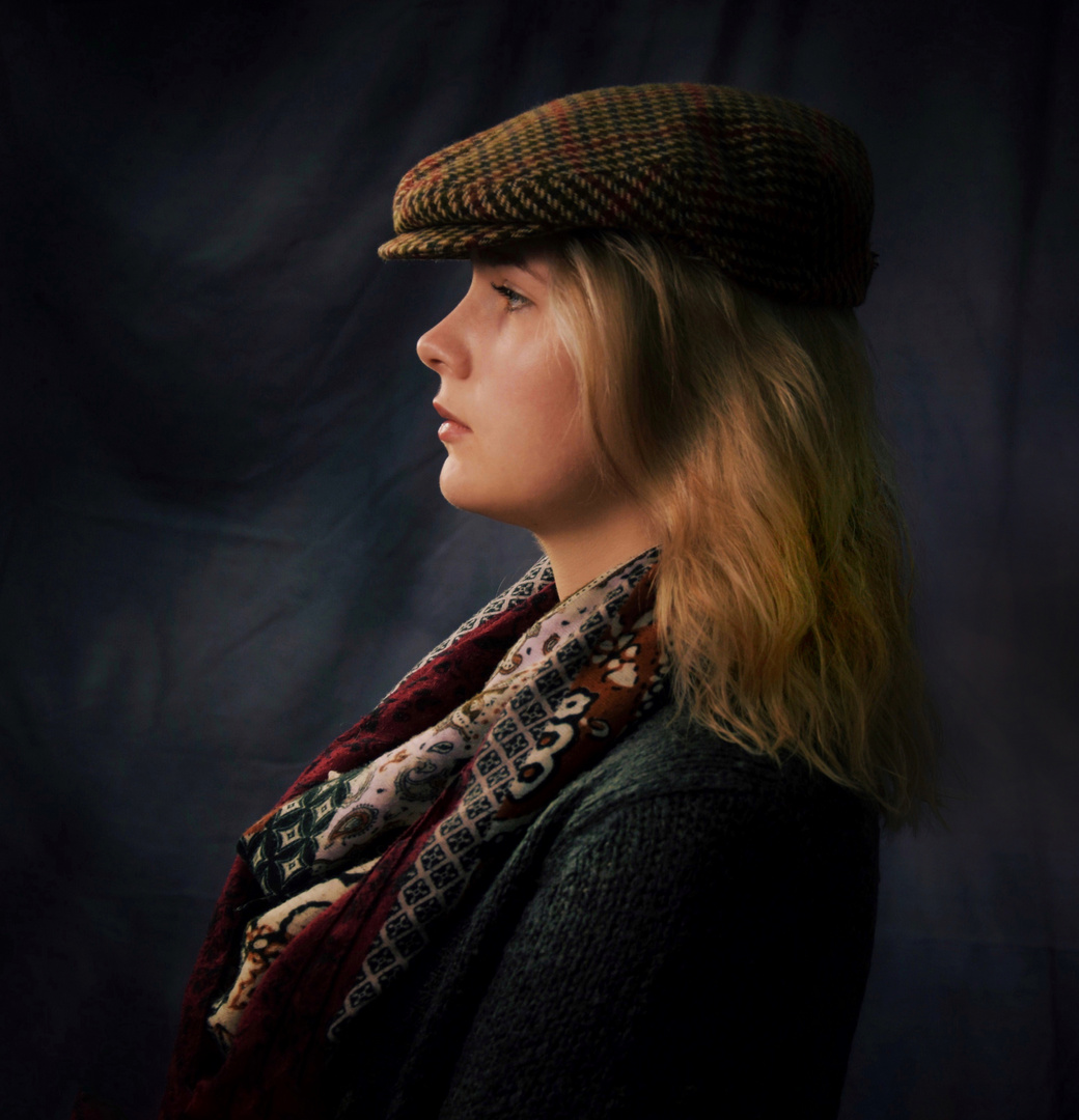 Maureen with farmers cap 