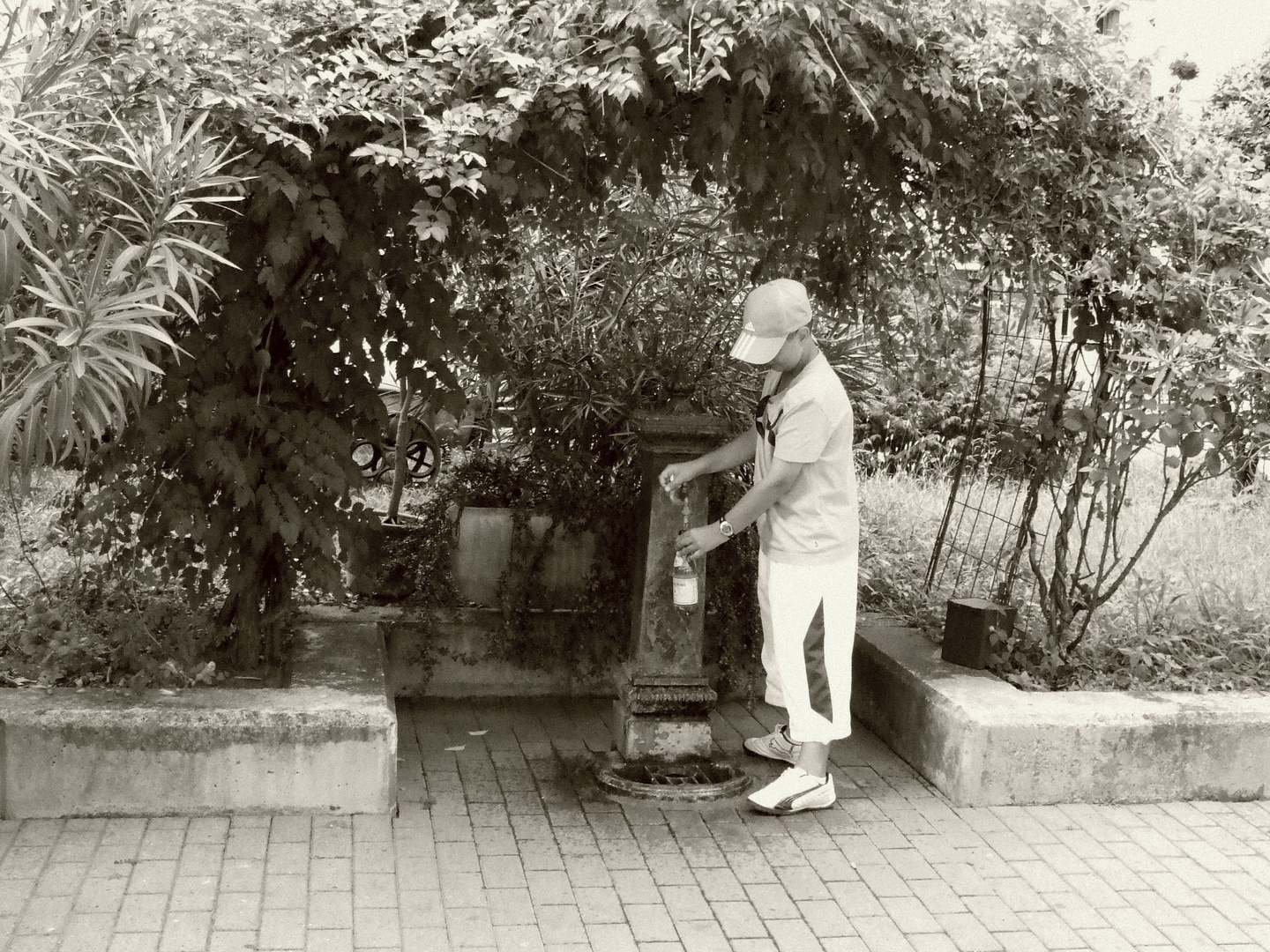 maxime et la fontaine au lac de come