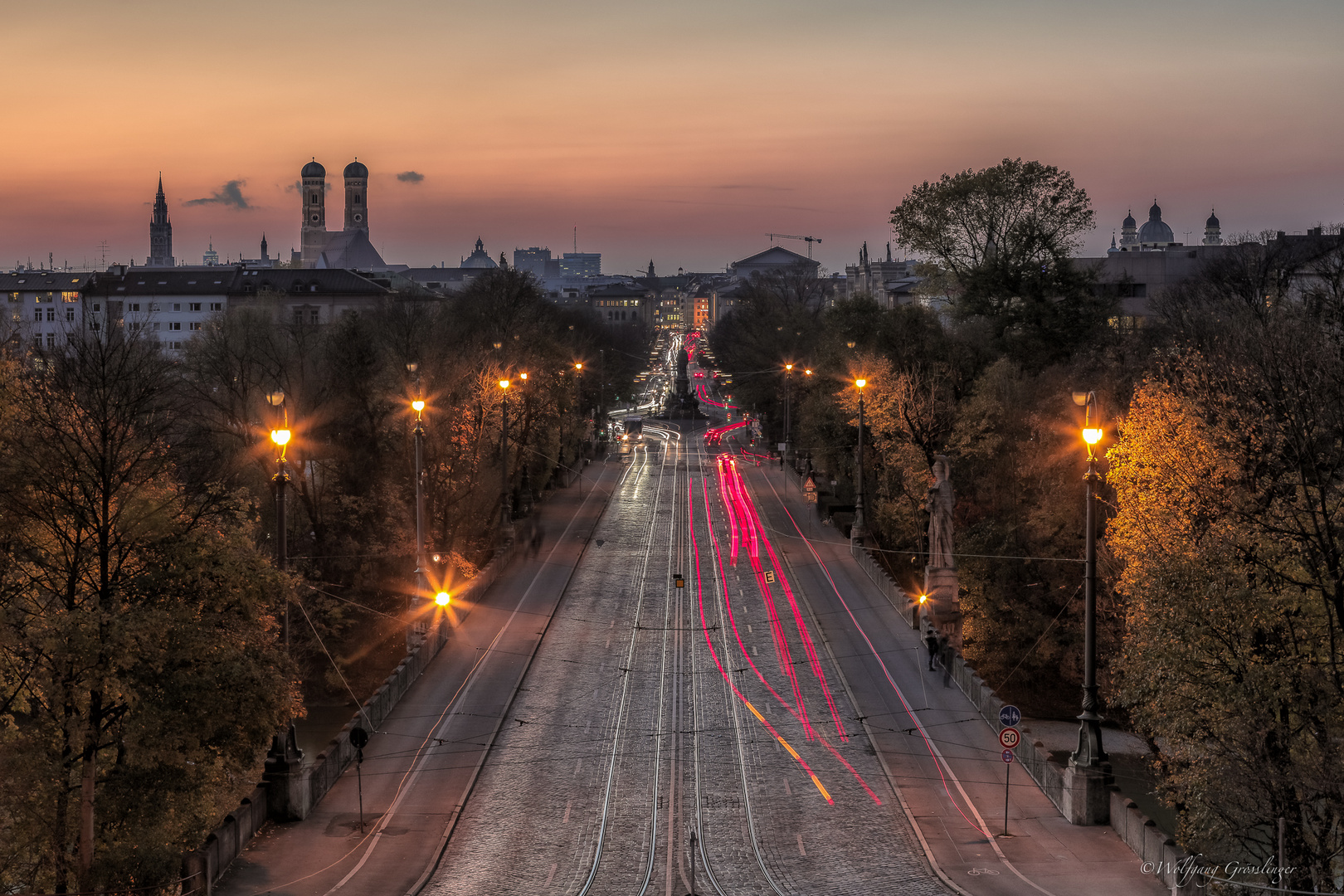 Maximiliansbrücke bei Sonnenuntergang