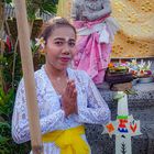 Mayang praying at Kuningan ceremony