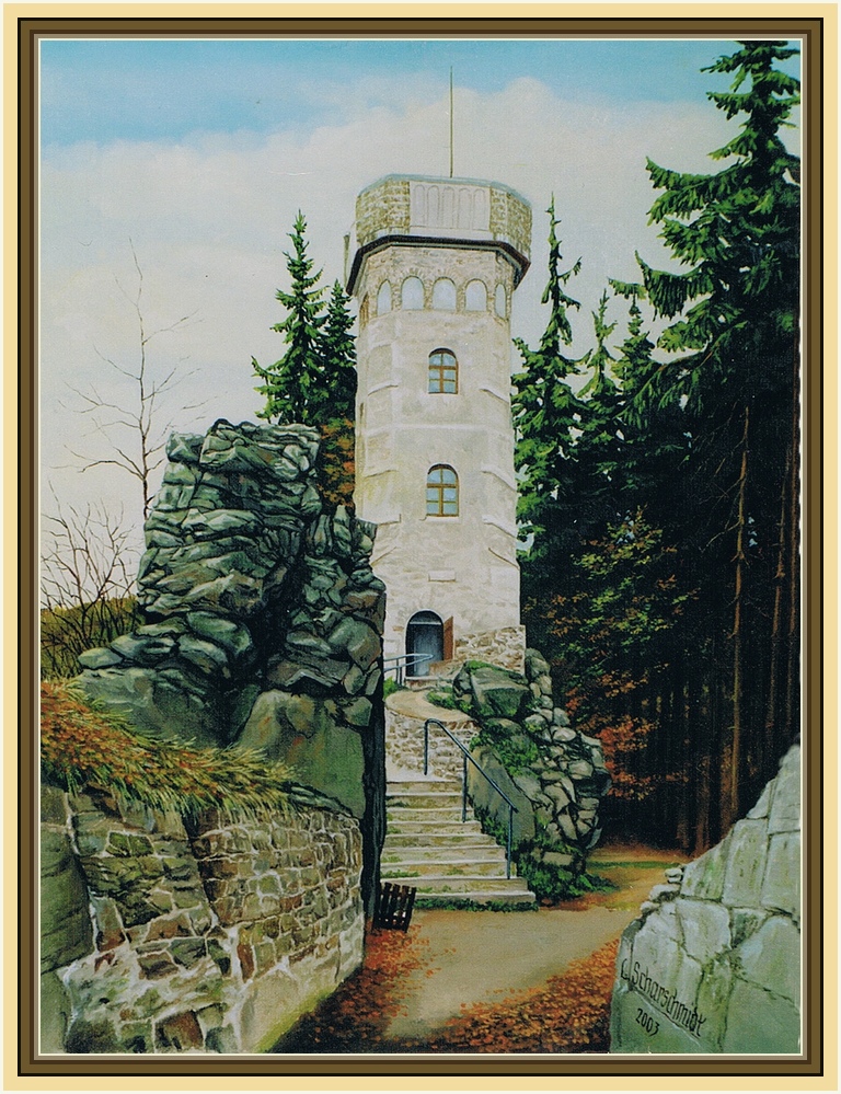 May´s Turm bei Thermalbad Wiesenbad (2003 / Öl)