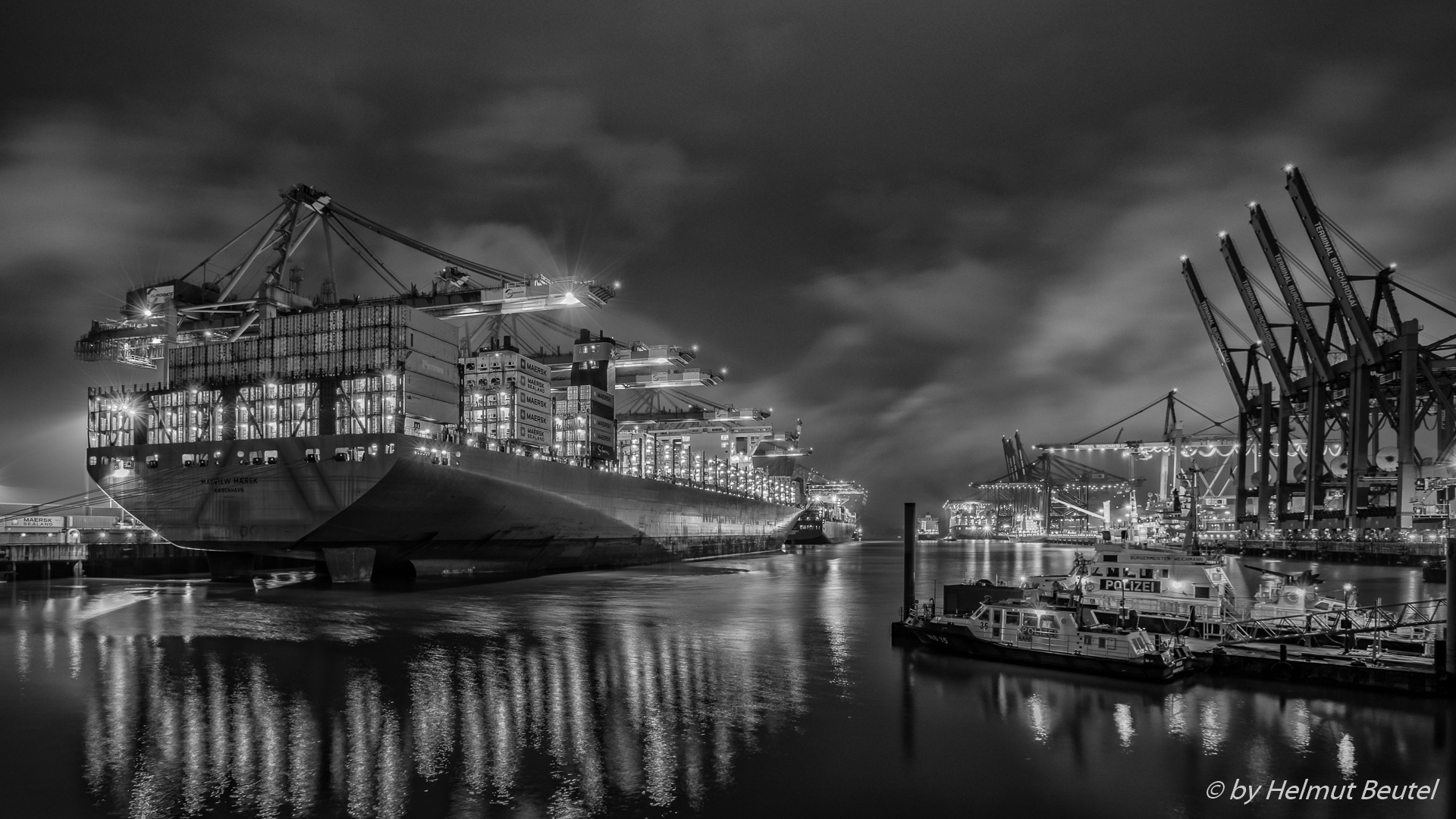 MAYVIEW MAERSK @ Hamburg Waltershofer Hafen s/w