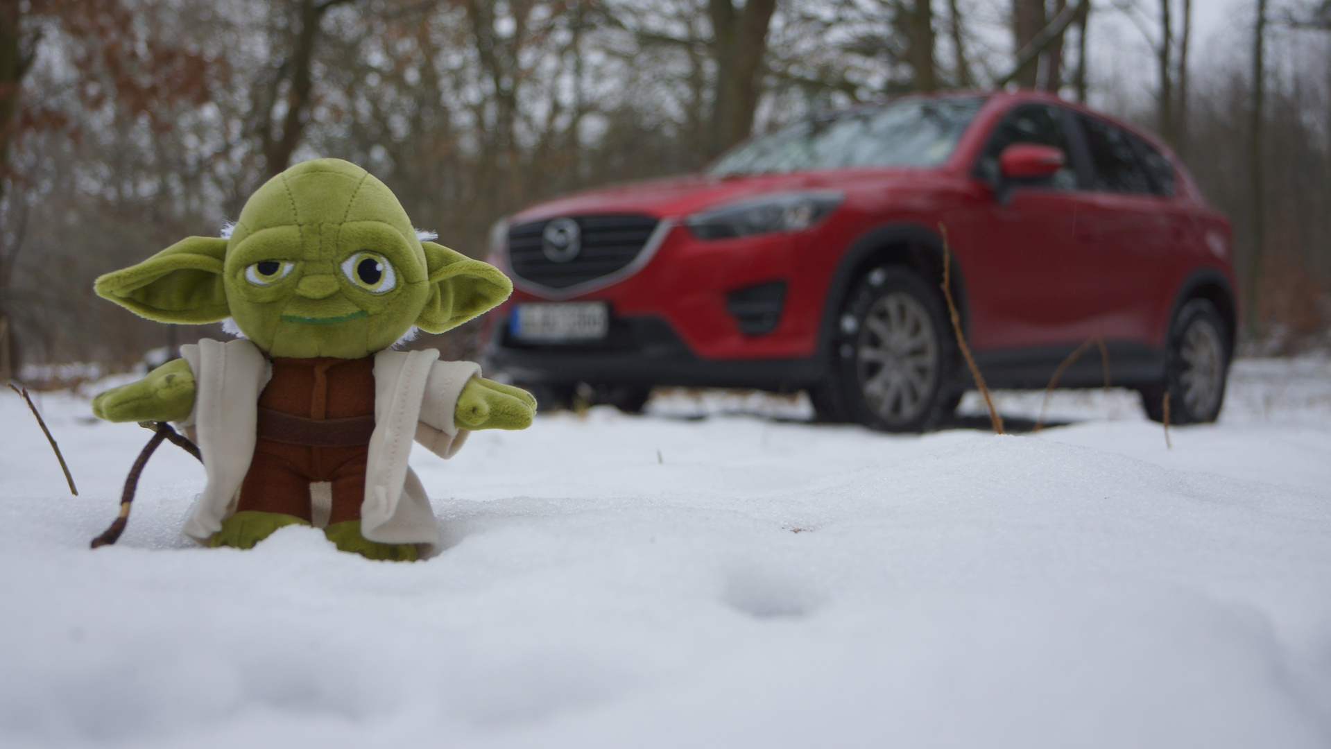 Mazda CX 5 mit Yoda im Winter