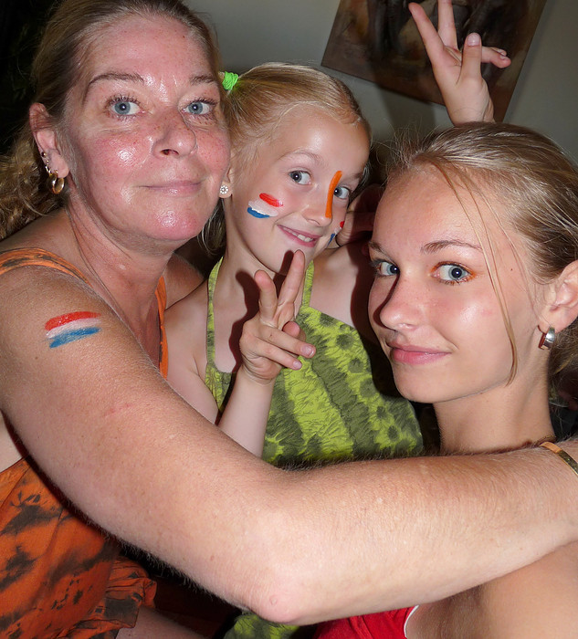 Me & 2 of my daughters supporting Dutch football
