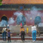 Meditation inside the Yonghe Temple