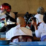 Meditation with motorbike and helmet