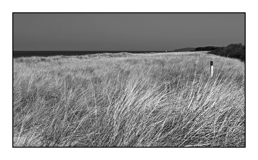 Meer vor dem Meer oder langweiliges Landschaftsbild mit Pfahl (Herrn Cosler gewidmet)