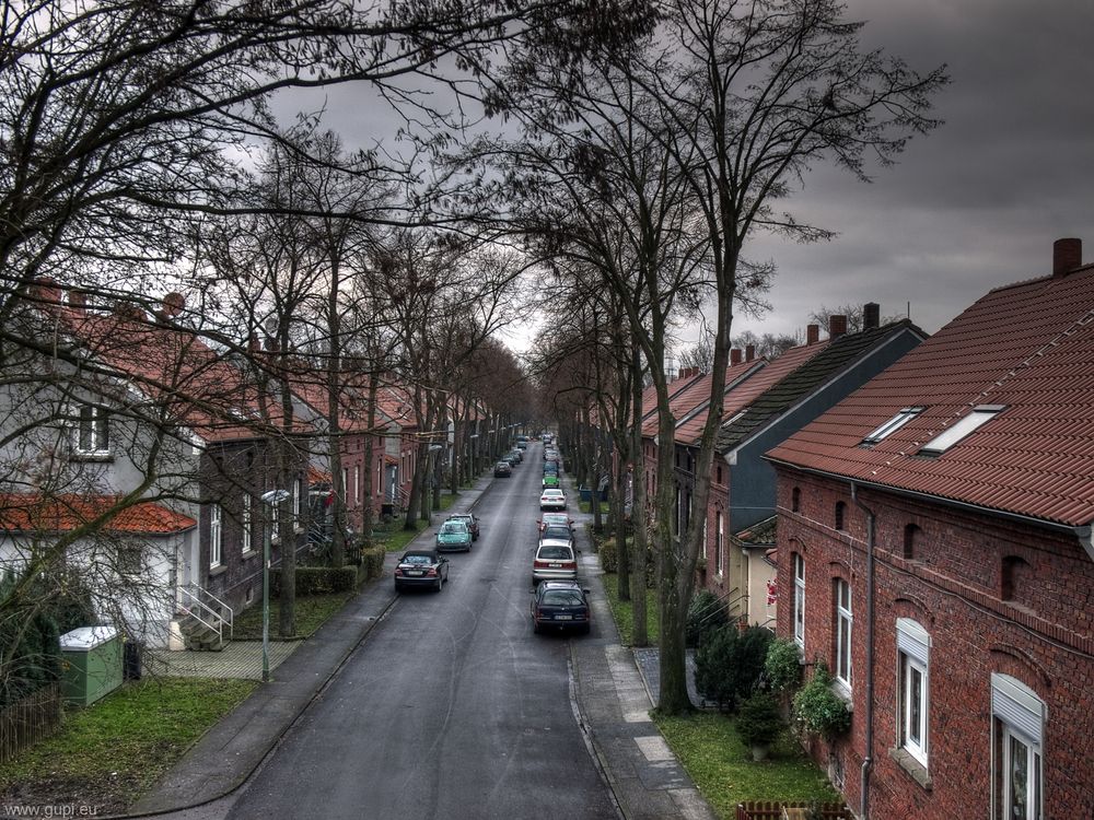 Meerbruchstraße an einem trüben Dezembertag