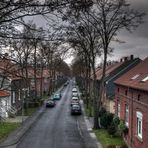 Meerbruchstraße an einem trüben Dezembertag