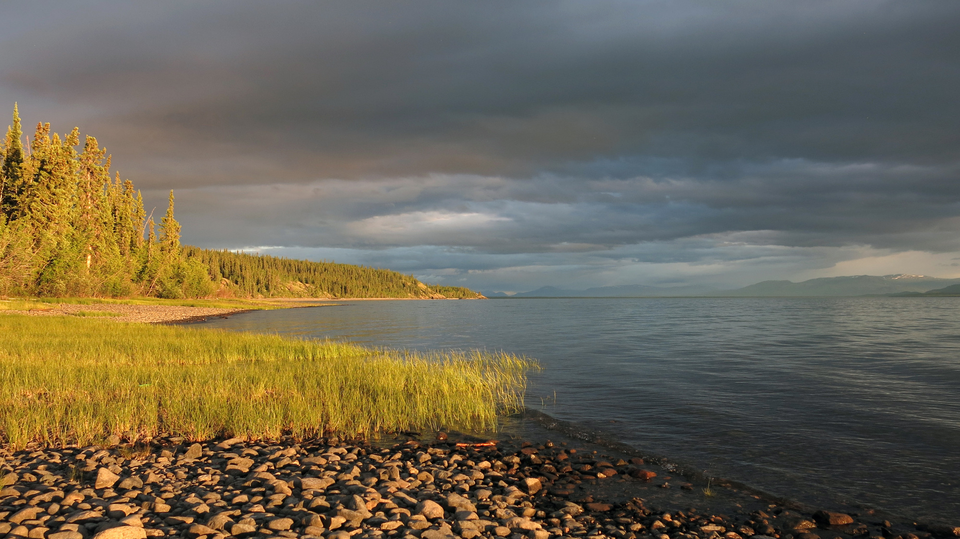 Meeting of sun rain and wind on Lake Laberg