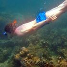 Meeting under water with a snorkeler