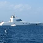 Megayacht "A" (Sigma SF 99) im August 2008 vor Formentera, Les Illetes