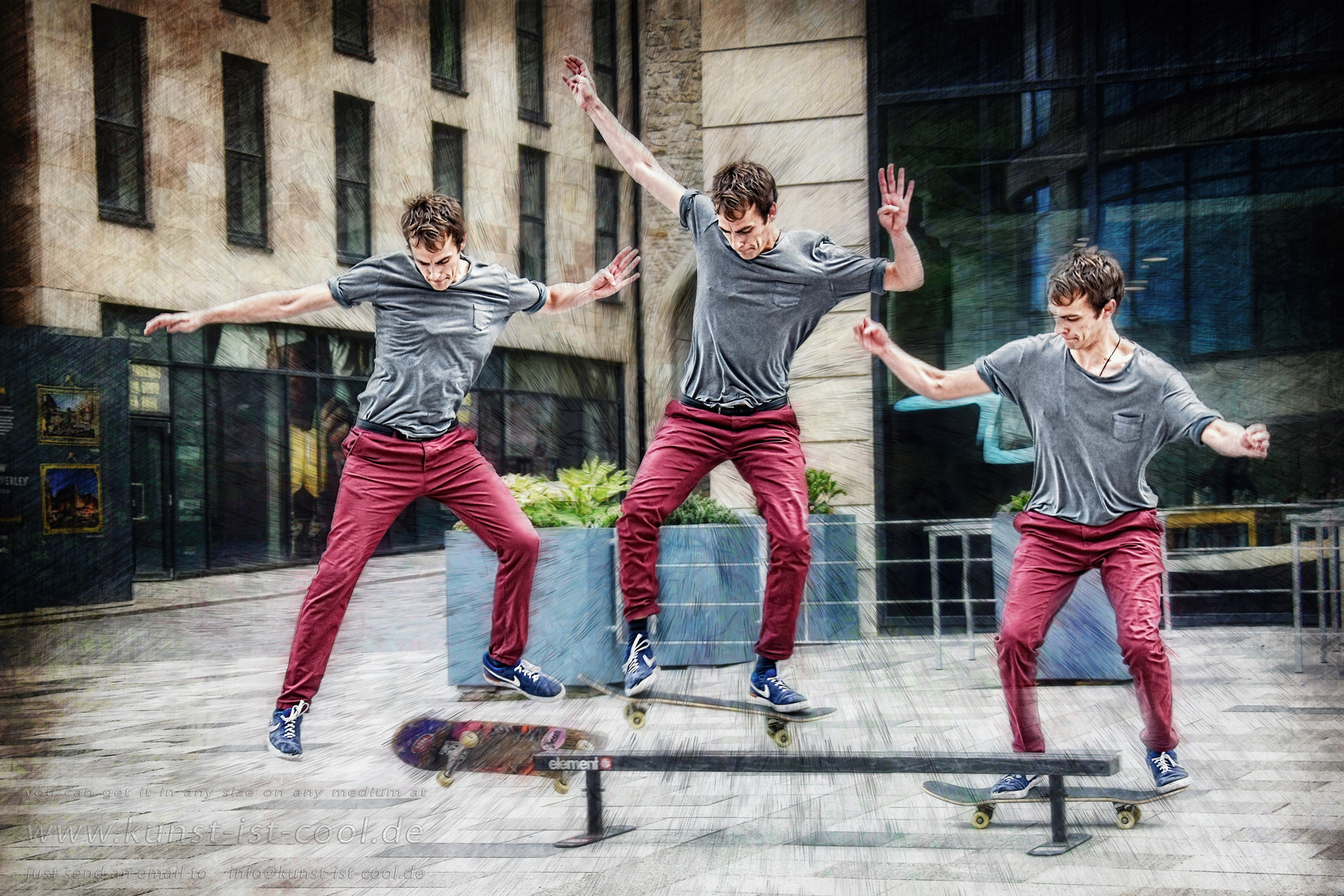 Mehrfachbelichtung eines Skateboarders in Edinburgh