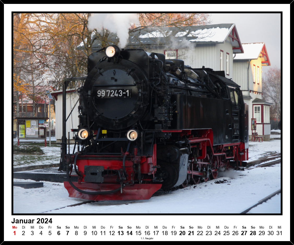 Mein Eisenbahn Kalender: Januar 2024.