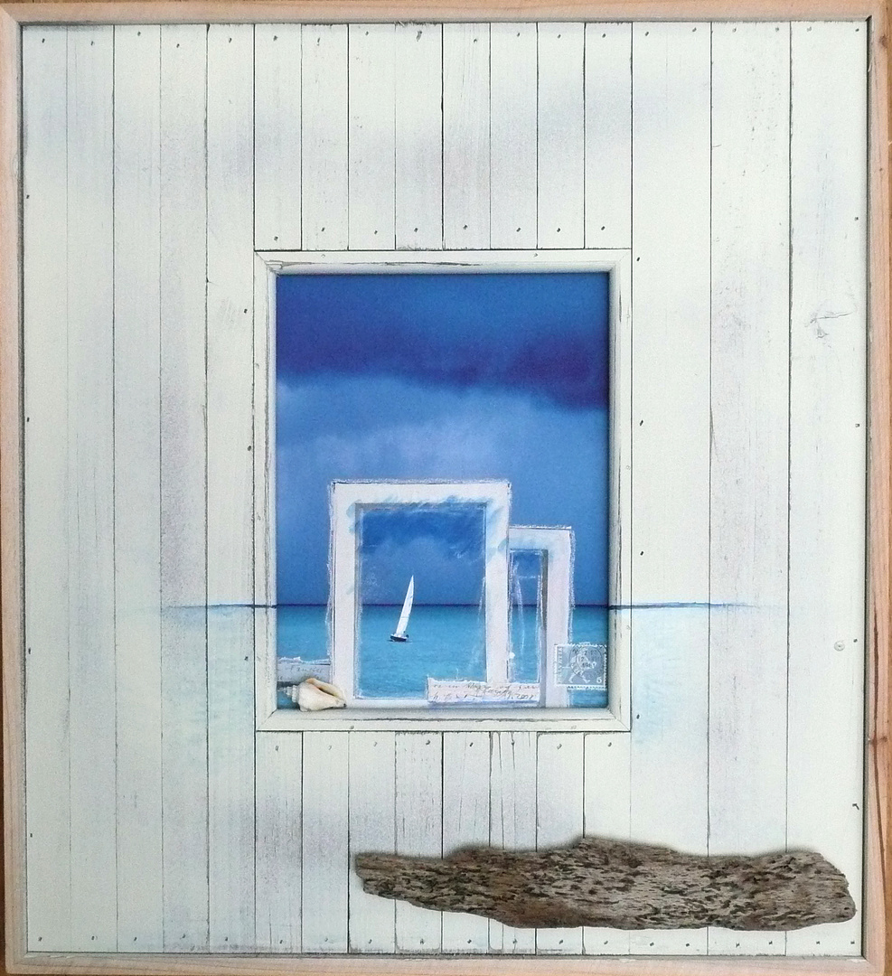 "Mein Fenster zum Meer" - Variation eines Themas "Segler in der Normandie"