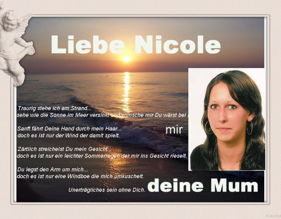 Mein geliebter Schatz Nicole!