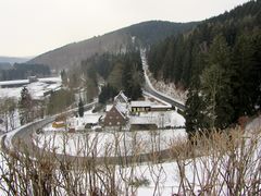 Meine Biker Kurve im Harz im Winter