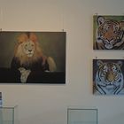 Meine erste Galerie-Ausstellung "Löwe im Farbwasserfall"