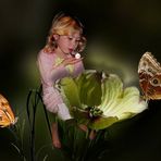 Meine Nichte und die Schmetterlinge.
