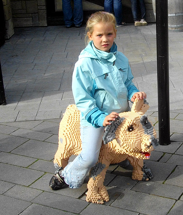 meine schwester lena auf dem schwein