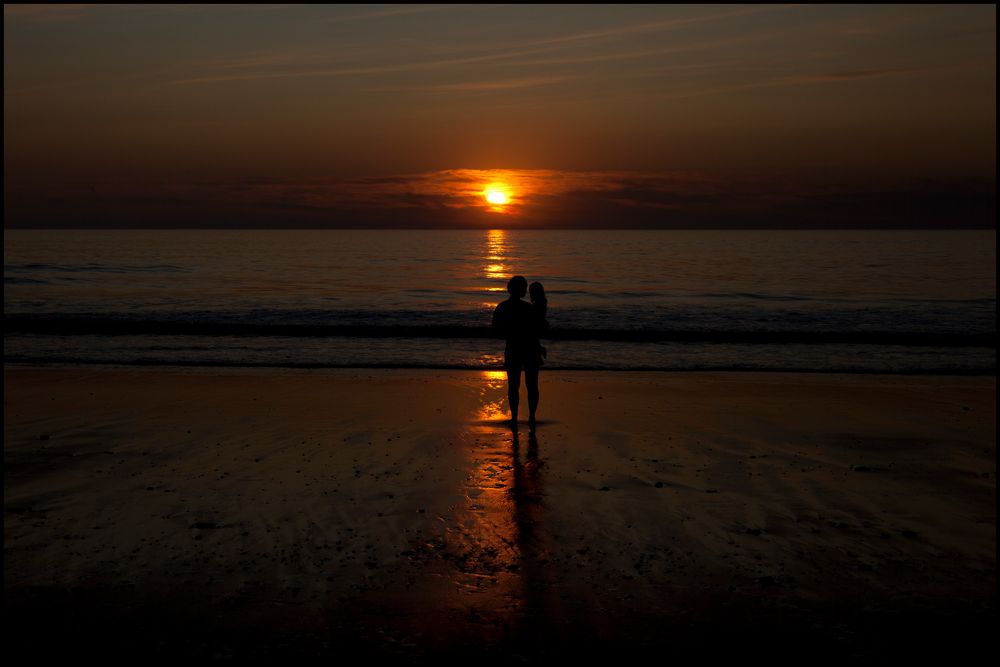 meine zwei beim sonnenuntergang