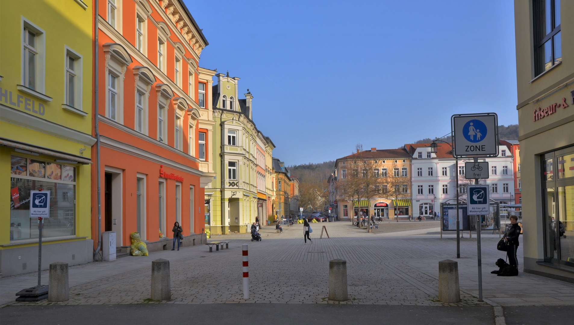 Meiningen, Blick zum Markt (Meiningen, vista a la plaza mayor)