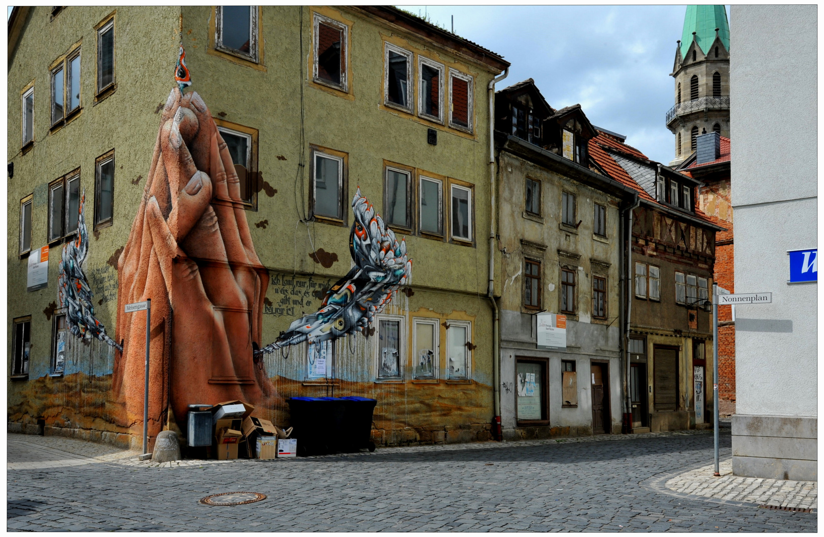 Meiningen, graffiti en una casa antigua